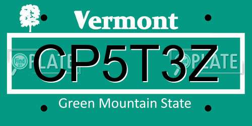 CP5T3Z Vermont License Plate