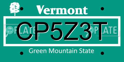 CP5Z3T Vermont License Plate