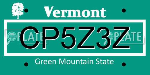 CP5Z3Z Vermont License Plate
