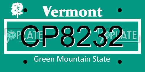 CP8232 Vermont License Plate
