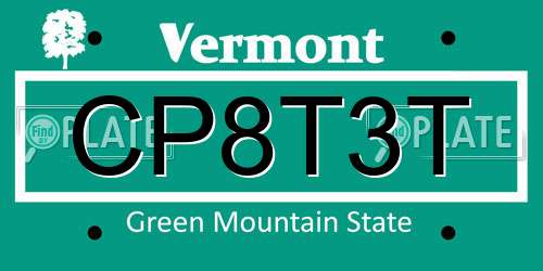 CP8T3T Vermont License Plate