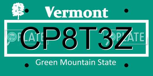 CP8T3Z Vermont License Plate