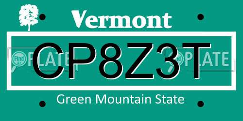 CP8Z3T Vermont License Plate