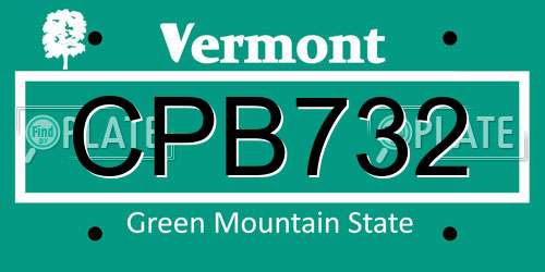 CPB732 Vermont License Plate