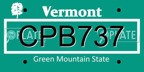 CPB737 Vermont License Plate