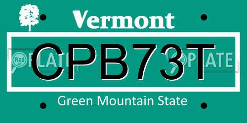 CPB73T Vermont License Plate