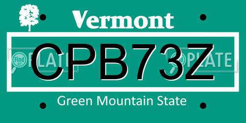 CPB73Z Vermont License Plate