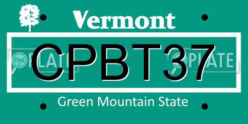 CPBT37 Vermont License Plate