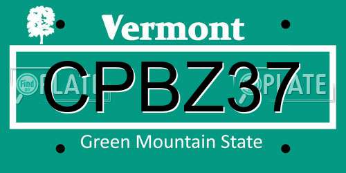 CPBZ37 Vermont License Plate