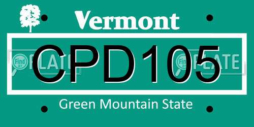 CPD105 Vermont License Plate