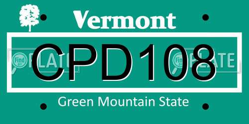 CPD108 Vermont License Plate