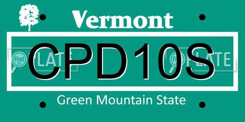 CPD10S Vermont License Plate