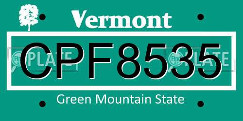 CPF8535 Vermont License Plate