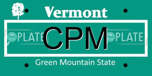 CPM Vermont License Plate