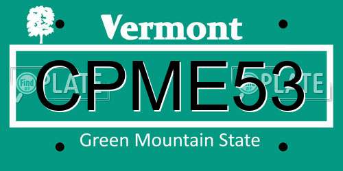 CPME53 Vermont License Plate