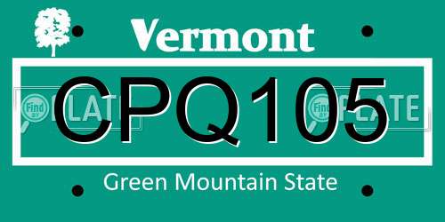 CPQ105 Vermont License Plate