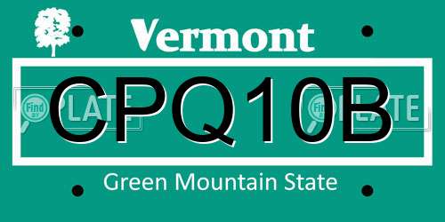 CPQ10B Vermont License Plate