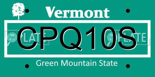 CPQ10S Vermont License Plate