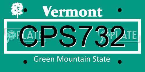CPS732 Vermont License Plate