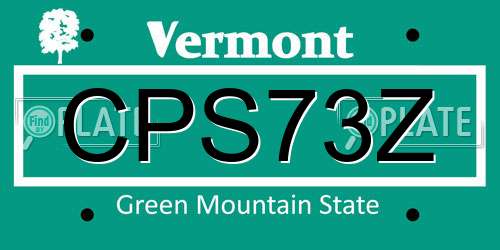 CPS73Z Vermont License Plate