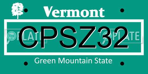 CPSZ32 Vermont License Plate