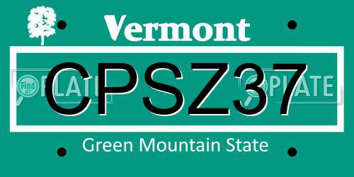 CPSZ37 Vermont License Plate