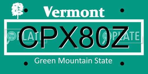 CPX80Z Vermont License Plate