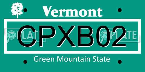 CPXB02 Vermont License Plate