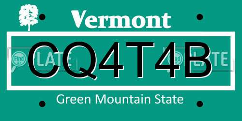 CQ4T4B Vermont License Plate