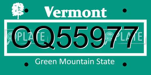 CQ55977 Vermont License Plate