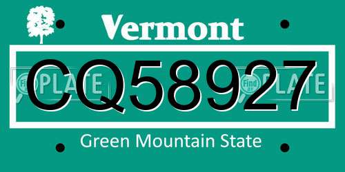 CQ58927 Vermont License Plate