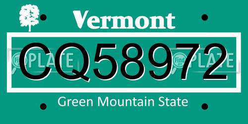 CQ58972 Vermont License Plate