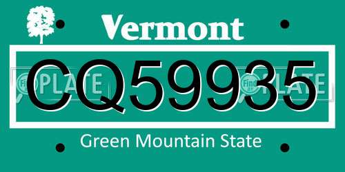 CQ59935 Vermont License Plate