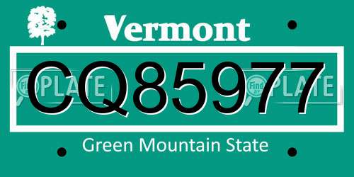 CQ85977 Vermont License Plate
