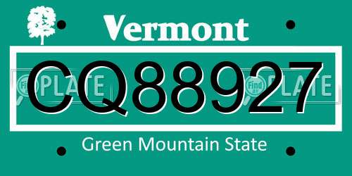 CQ88927 Vermont License Plate