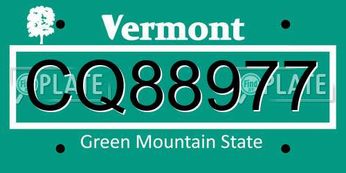 CQ88977 Vermont License Plate