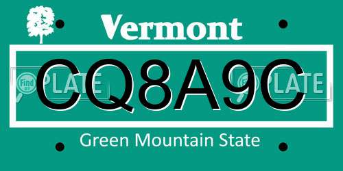 CQ8A9C Vermont License Plate