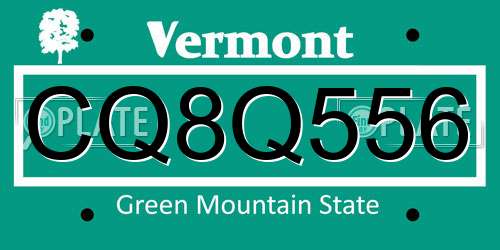 CQ8Q556 Vermont License Plate