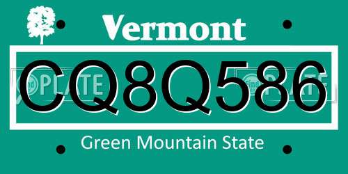 CQ8Q586 Vermont License Plate