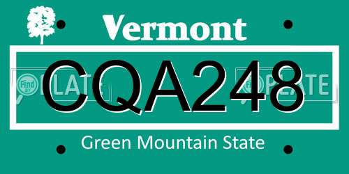 CQA248 Vermont License Plate
