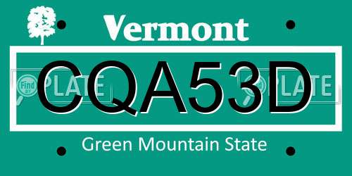 CQA53D Vermont License Plate