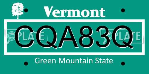 CQA83Q Vermont License Plate