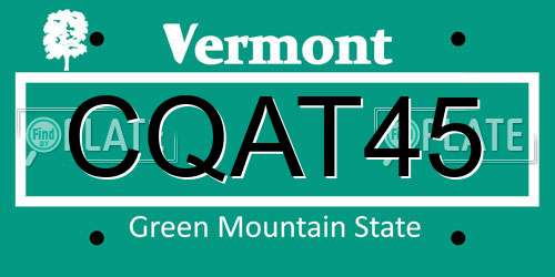 CQAT45 Vermont License Plate