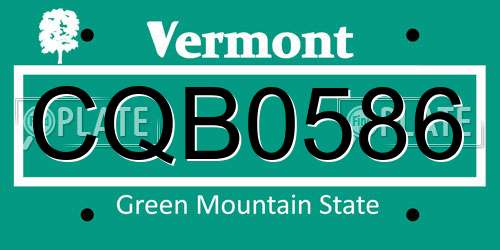 CQB0586 Vermont License Plate