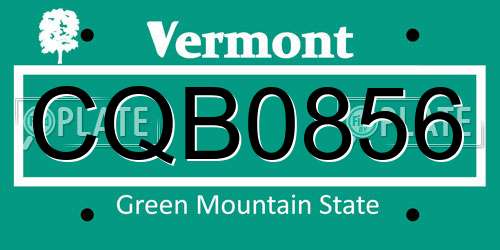 CQB0856 Vermont License Plate