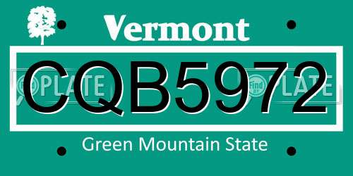 CQB5972 Vermont License Plate