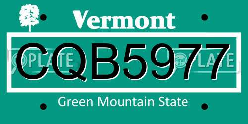 CQB5977 Vermont License Plate