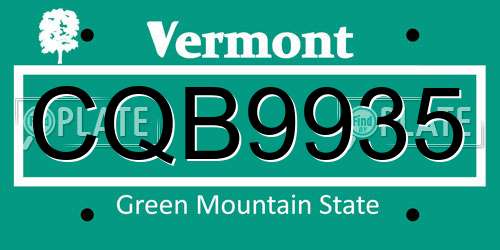 CQB9935 Vermont License Plate