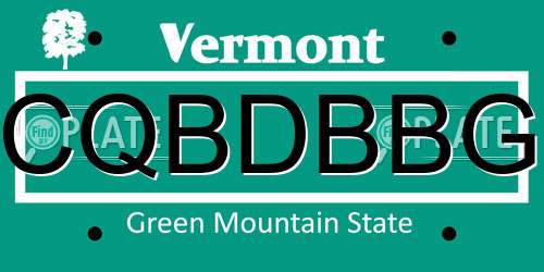 CQBDBBG Vermont License Plate