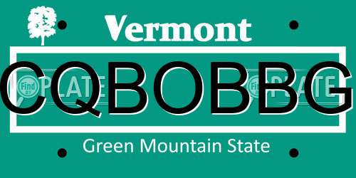 CQBOBBG Vermont License Plate